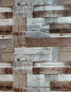 Discount DecoWoerner Abwaschbare Wachstuch-Tischdecke "Beach-Holz", Meterware 140 Cm Breit braun