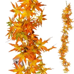DecoWoerner Ahorn-Blätterranke Mit LED, 140 Cm orange