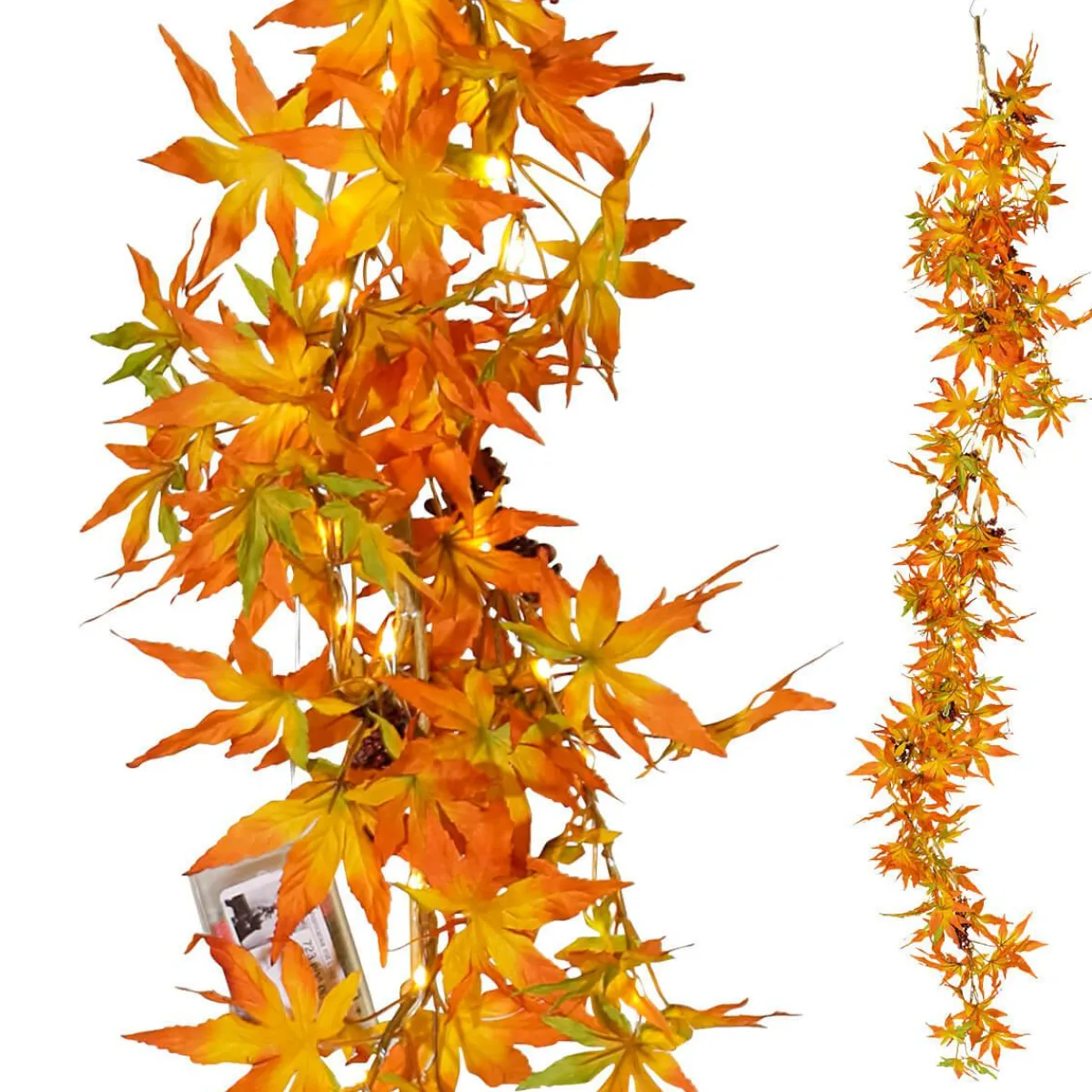 DecoWoerner Ahorn-Blätterranke Mit LED, 140 Cm orange