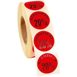 Sale DecoWoerner Aktions-Etiketten 20 %, 1000 Stück rot