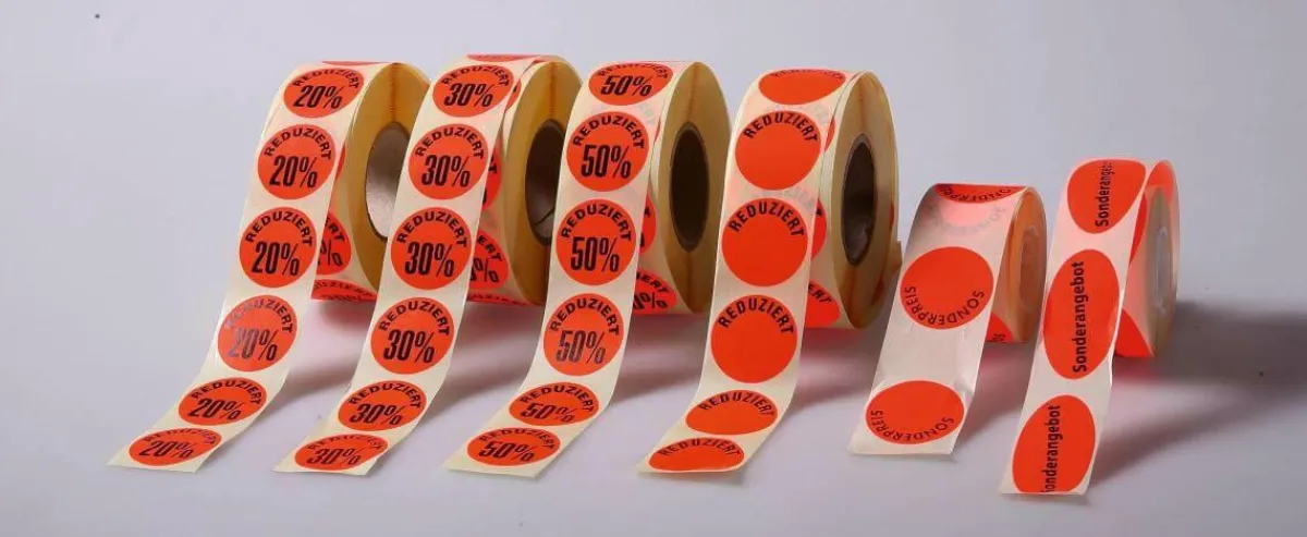 Sale DecoWoerner Aktions-Etiketten 20 %, 1000 Stück rot