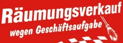 DecoWoerner Ankleber "Räumungsverkauf Geschäftsaufgabe" rot
