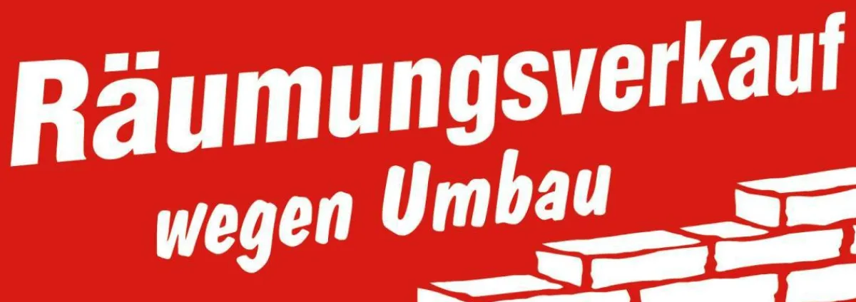Clearance DecoWoerner Ankleber "Räumungsverkauf Umbau" rot
