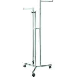 Discount DecoWoerner 3armiger Verchromter Kleiderständer Mit Rollen silber