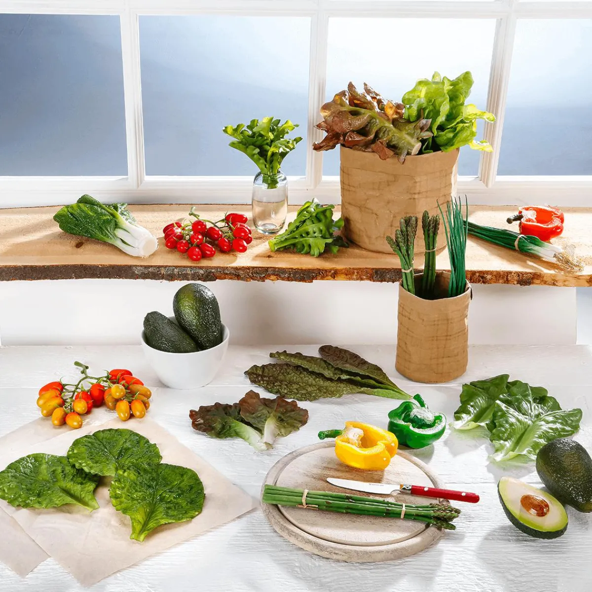 DecoWoerner Avocado Lebensmittel-Attrappe, Pack à 3 Stück grün