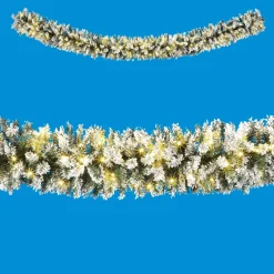 New DecoWoerner Beflockte Tannengirlande Mit LED IP 20, 270 Cm weiß