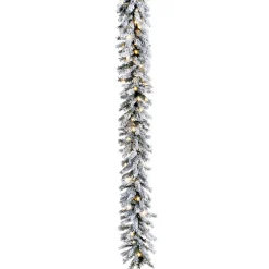 New DecoWoerner Beflockte Tannengirlande Mit LED IP 20, 270 Cm weiß