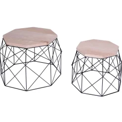 New DecoWoerner Beistelltisch "Hexagon" 2er-Set schwarz