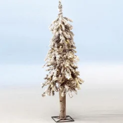 DecoWoerner Beschneiter, Künstlicher Tannenbaum Alpintanne Mit LED 60 Cm weiß