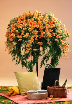 Online DecoWoerner Blüten-Farn-Baum 190cm orange