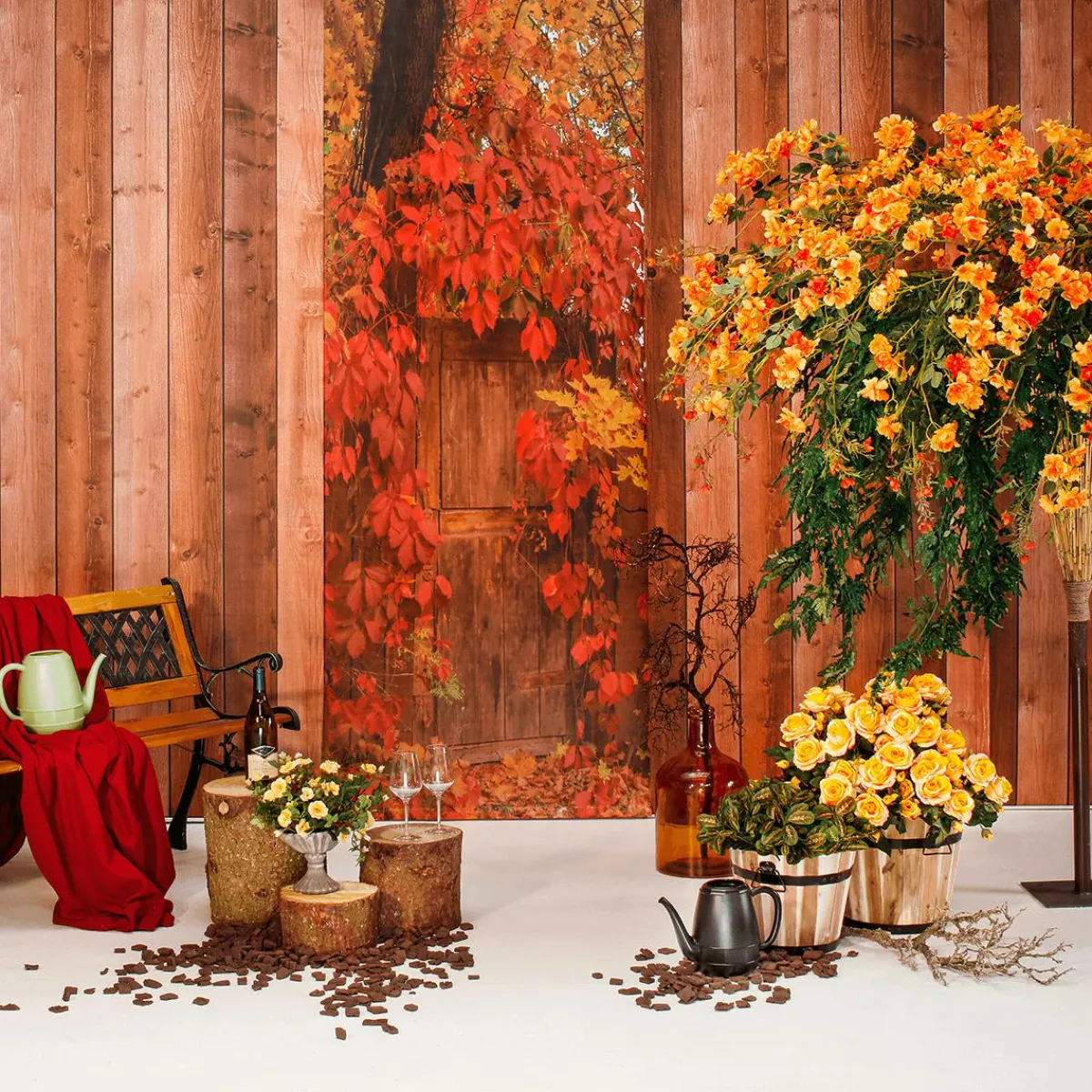 Online DecoWoerner Blüten-Farn-Baum 190cm orange