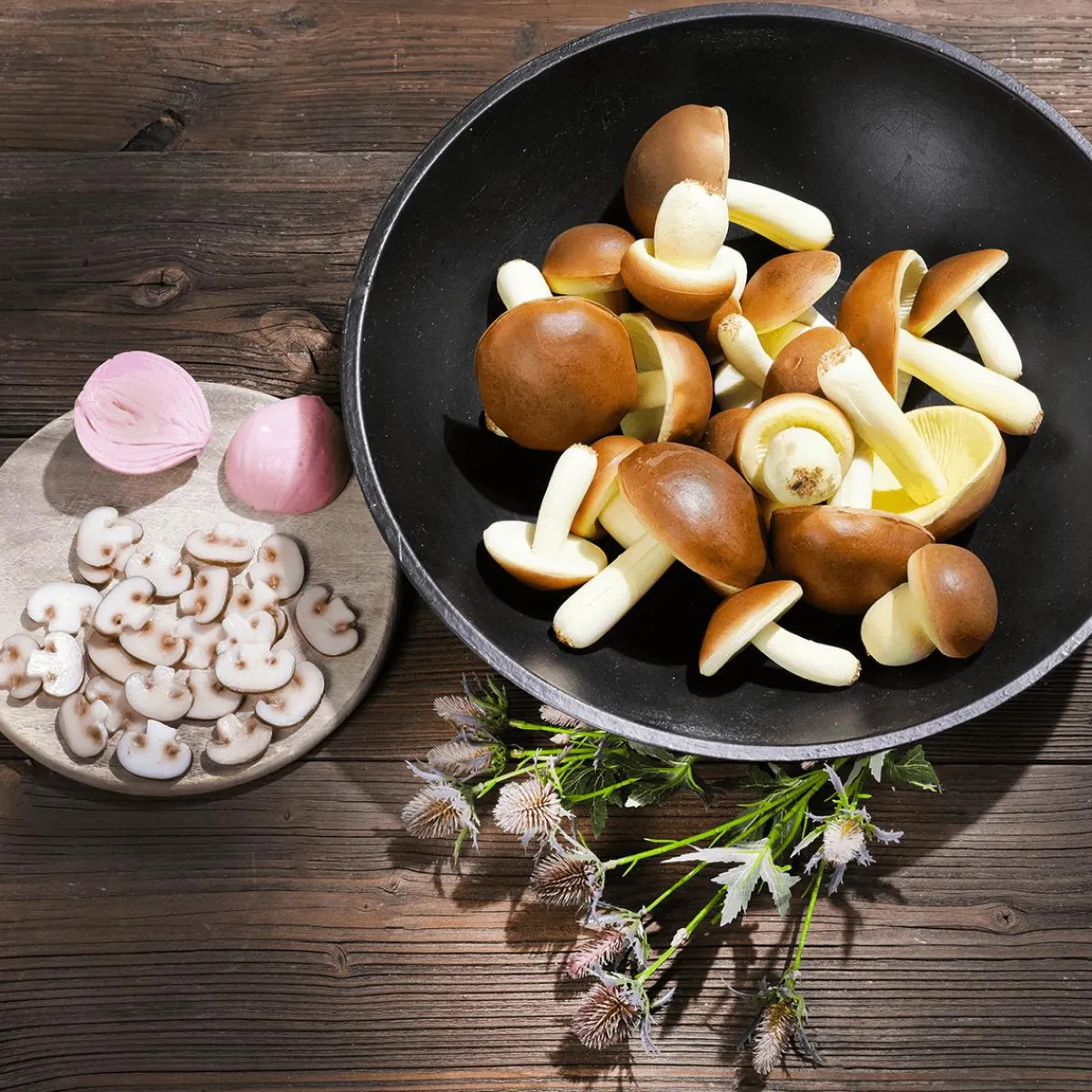 Discount DecoWoerner Champignon-Scheiben Lebensmittel-Attrappe, 12 Stück braun