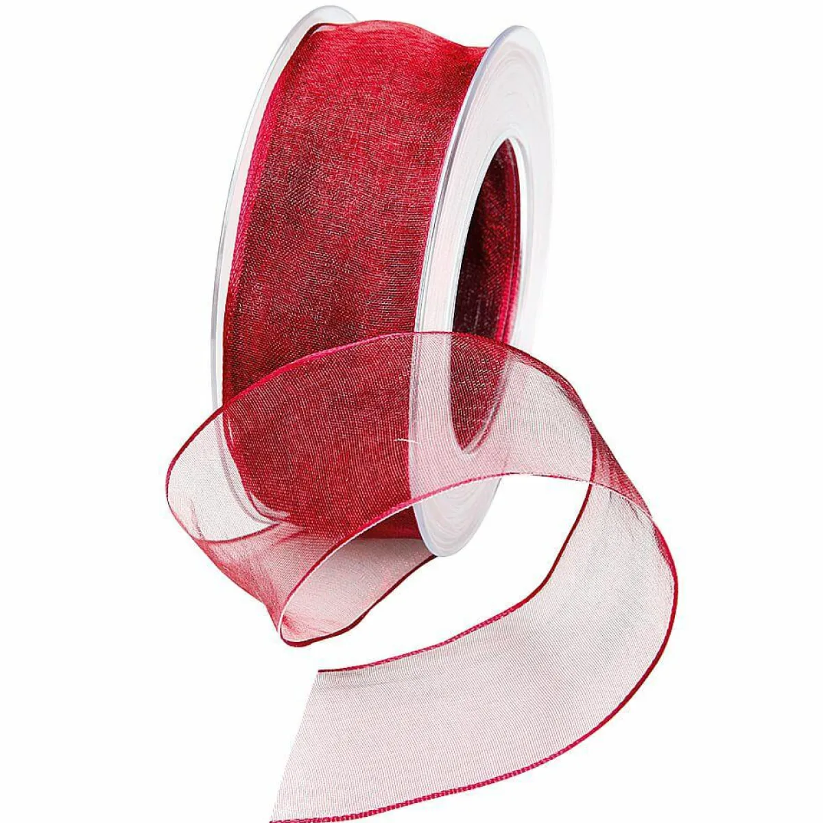 Outlet DecoWoerner Chiffonband Mit Draht Bordeaux 25 Mm Breit, 20 M rot