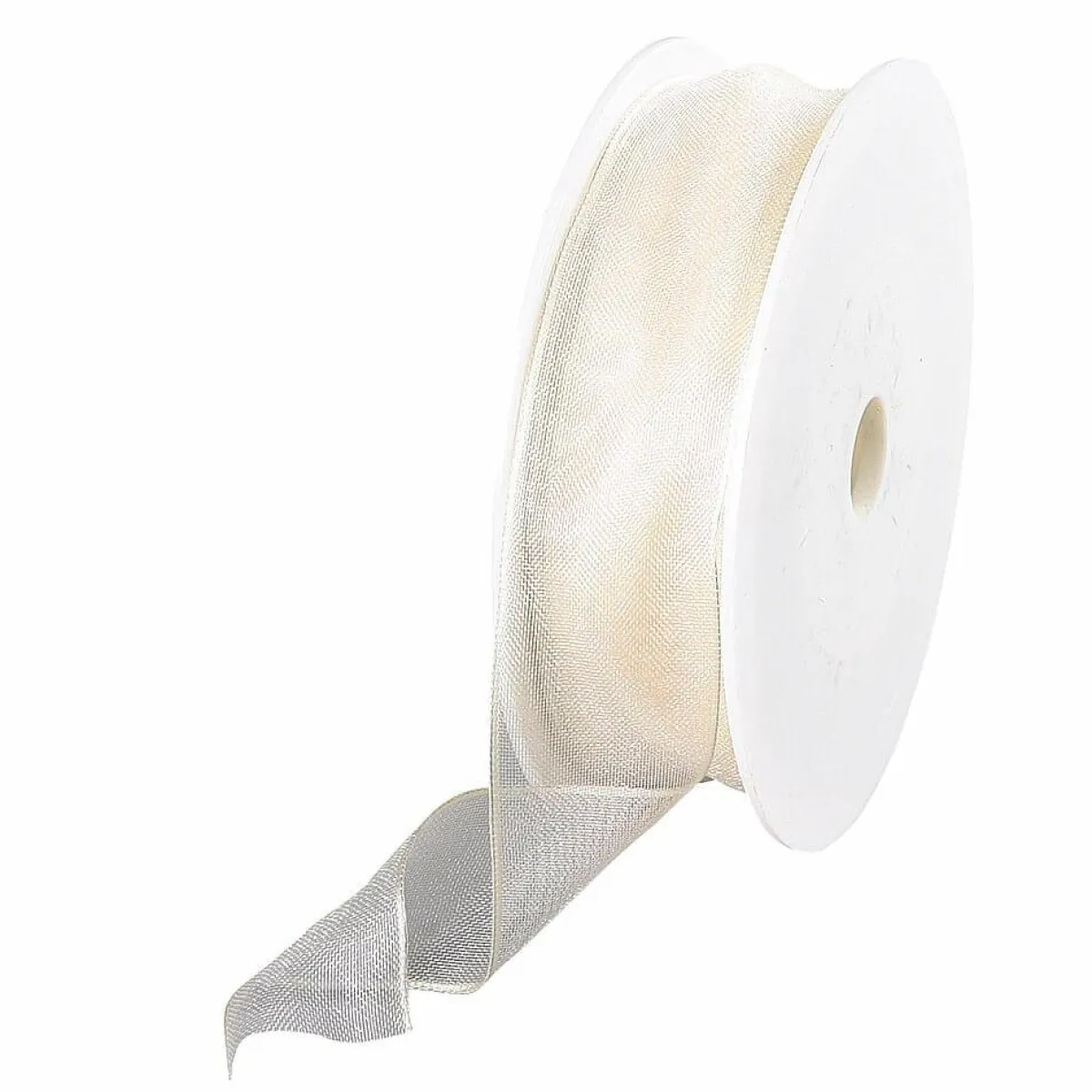 Sale DecoWoerner Chiffonband Mit Draht Creme 25 Mm Breit, 20 M weiß