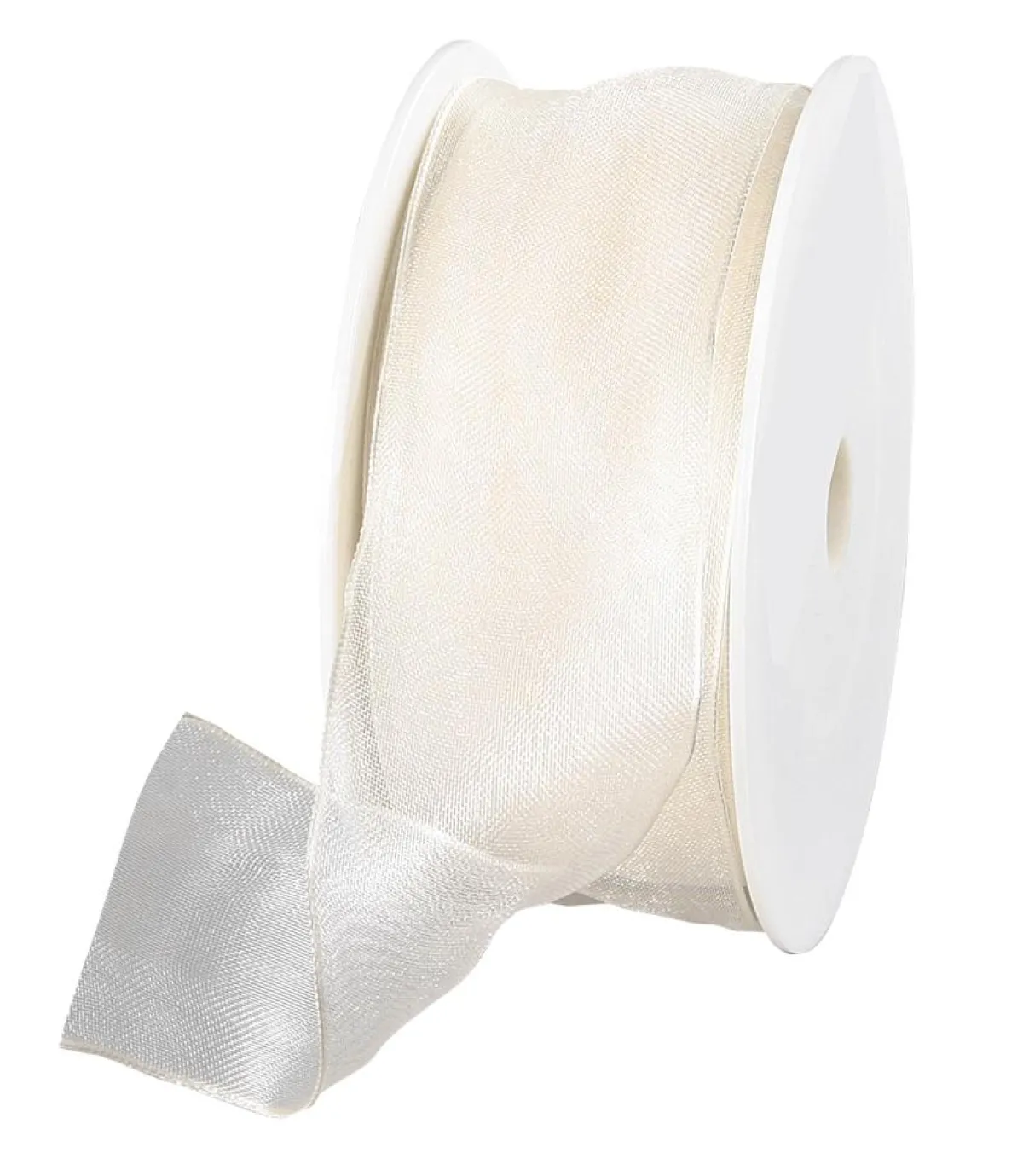 New DecoWoerner Chiffonband Mit Draht Creme 40 Mm Breit, 20 M weiß