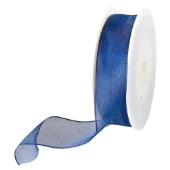 Outlet DecoWoerner Chiffonband Mit Draht Dunkel 25 Mm Breit, 20 M blau