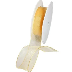 Discount DecoWoerner Chiffonband Mit Draht 25 Mm Breit, 20 M gold