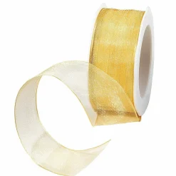 Hot DecoWoerner Chiffonband Mit Draht 40 Mm Breit, 20 M gold