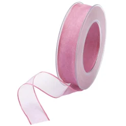 Online DecoWoerner Chiffonband Mit Draht Pink 25 Mm Breit, 20 M rosa