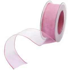 Hot DecoWoerner Chiffonband Mit Draht Pink 40 Mm Breit, 20 M rosa