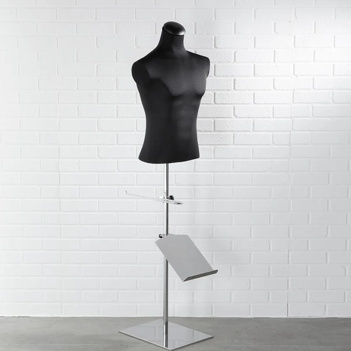 Online DecoWoerner Chrome-Ständer Für Schneiderbüsten Mit Schuh-Präsenter 40 X 40 X 100 Cm silber