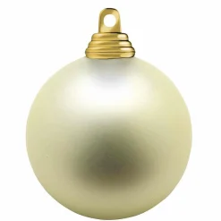 New DecoWoerner Creme, Matte Weihnachtskugel Aus Schwer Entflammbarem Kunststoff, 20 Cm Ø – Per Stück gold