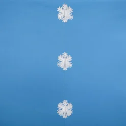 DecoWoerner 3D Schneeflockengirlande Aus Filz, 180 Cm weiß