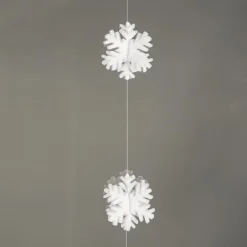 DecoWoerner 3D Schneeflockengirlande Aus Filz, 180 Cm weiß