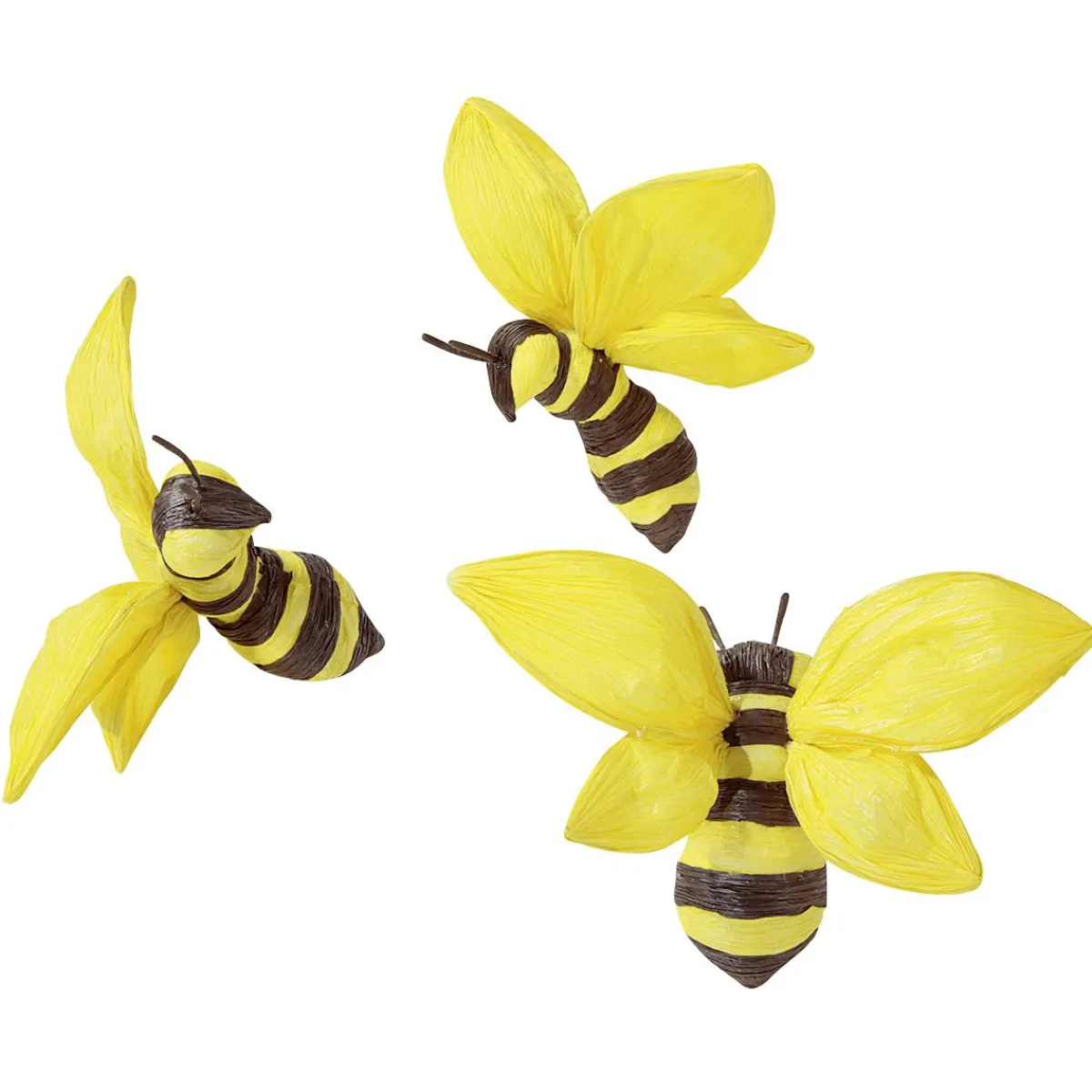 DecoWoerner Deko Bienen 26 Cm, 3 Stück gelb