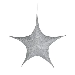 Hot DecoWoerner Deko Faltstern Glitter Mit Reißverschluss, 40 Cm silber
