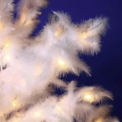New DecoWoerner Deko Federbaum Mit LED Warm, 120 Cm weiß