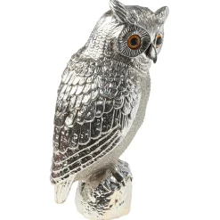New DecoWoerner Deko Figur Eule 43 Cm silber