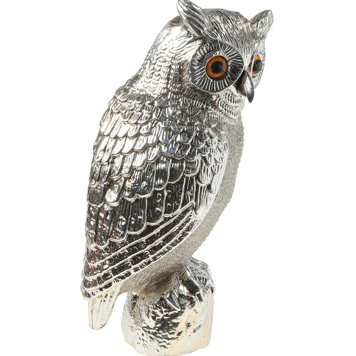 New DecoWoerner Deko Figur Eule 43 Cm silber