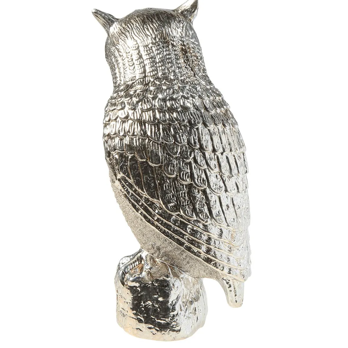 New DecoWoerner Deko Figur Eule 43 Cm silber