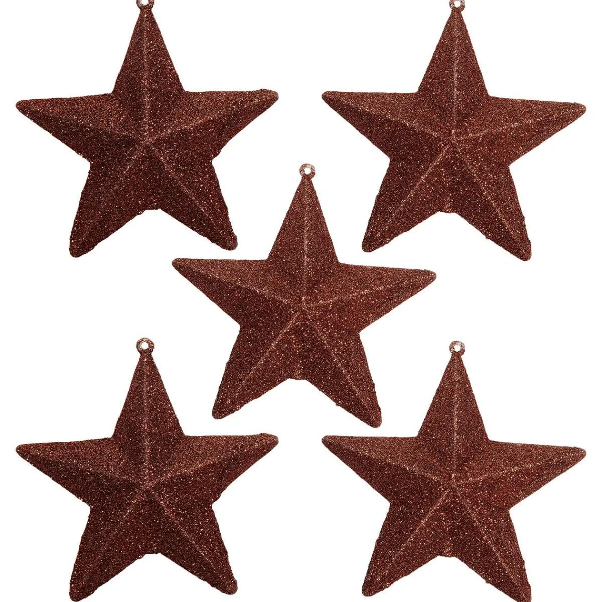 DecoWoerner Deko Glitzerstern, Pack á 5 Stück braun