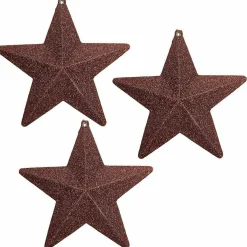 Online DecoWoerner Deko Glitzersterne, Pack á 3 Stück braun