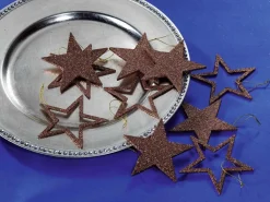 Online DecoWoerner Deko Glitzersterne, Pack á 10 Stück braun