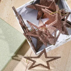 Online DecoWoerner Deko Glitzersterne, Pack á 10 Stück braun