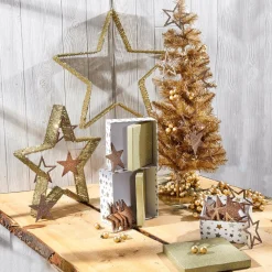 Online DecoWoerner Deko Glitzersterne, Pack á 10 Stück braun