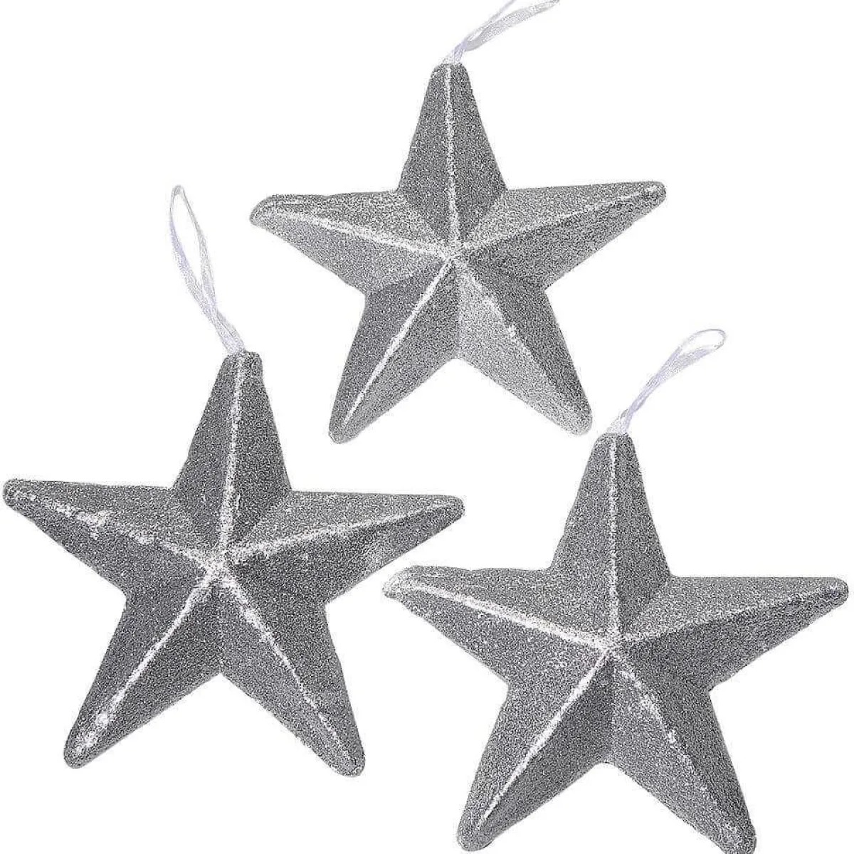 DecoWoerner Deko Glitzersterne , 20 Cm Ø, 3 Stück silber