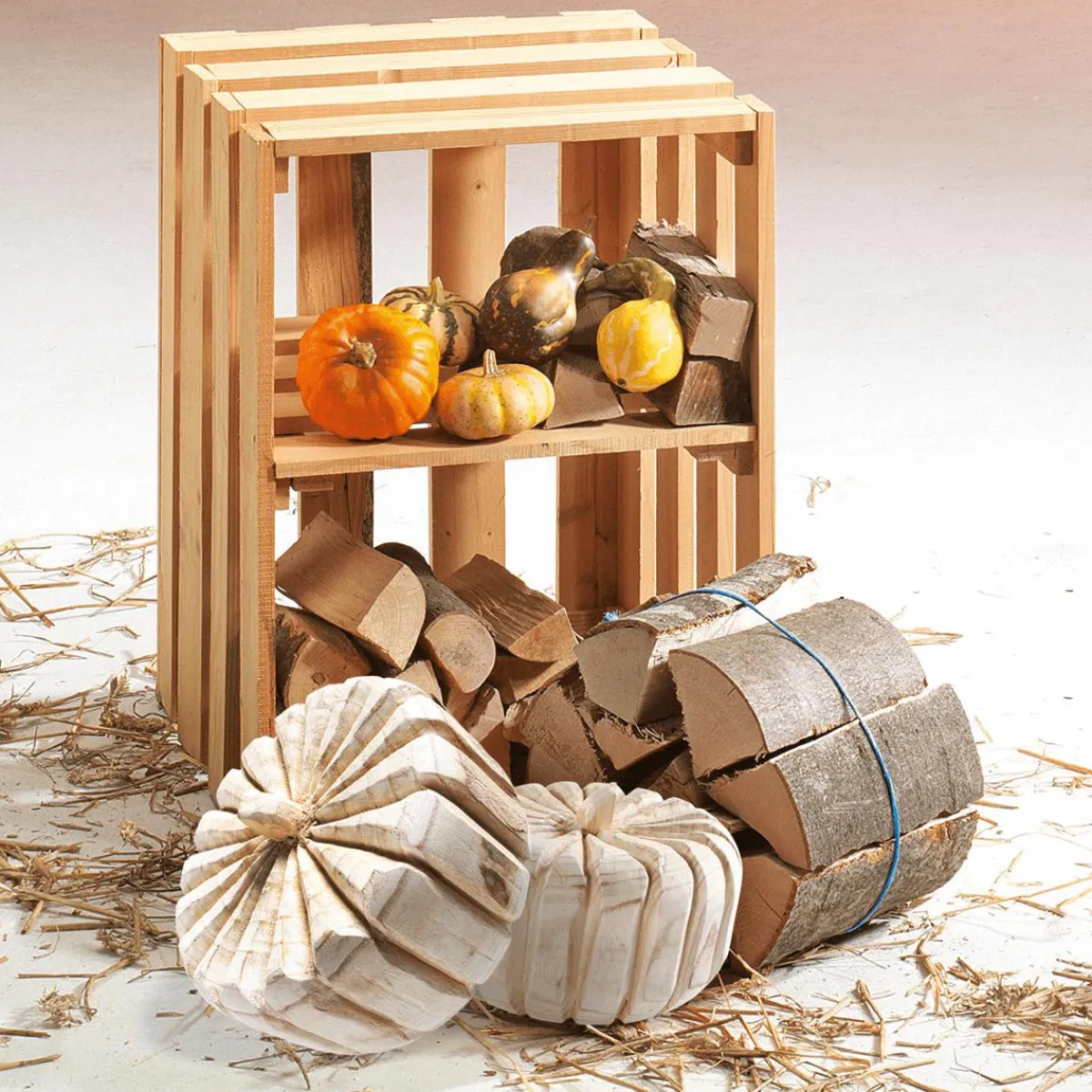 Outlet DecoWoerner Deko Holzscheite Getrocknet Beige