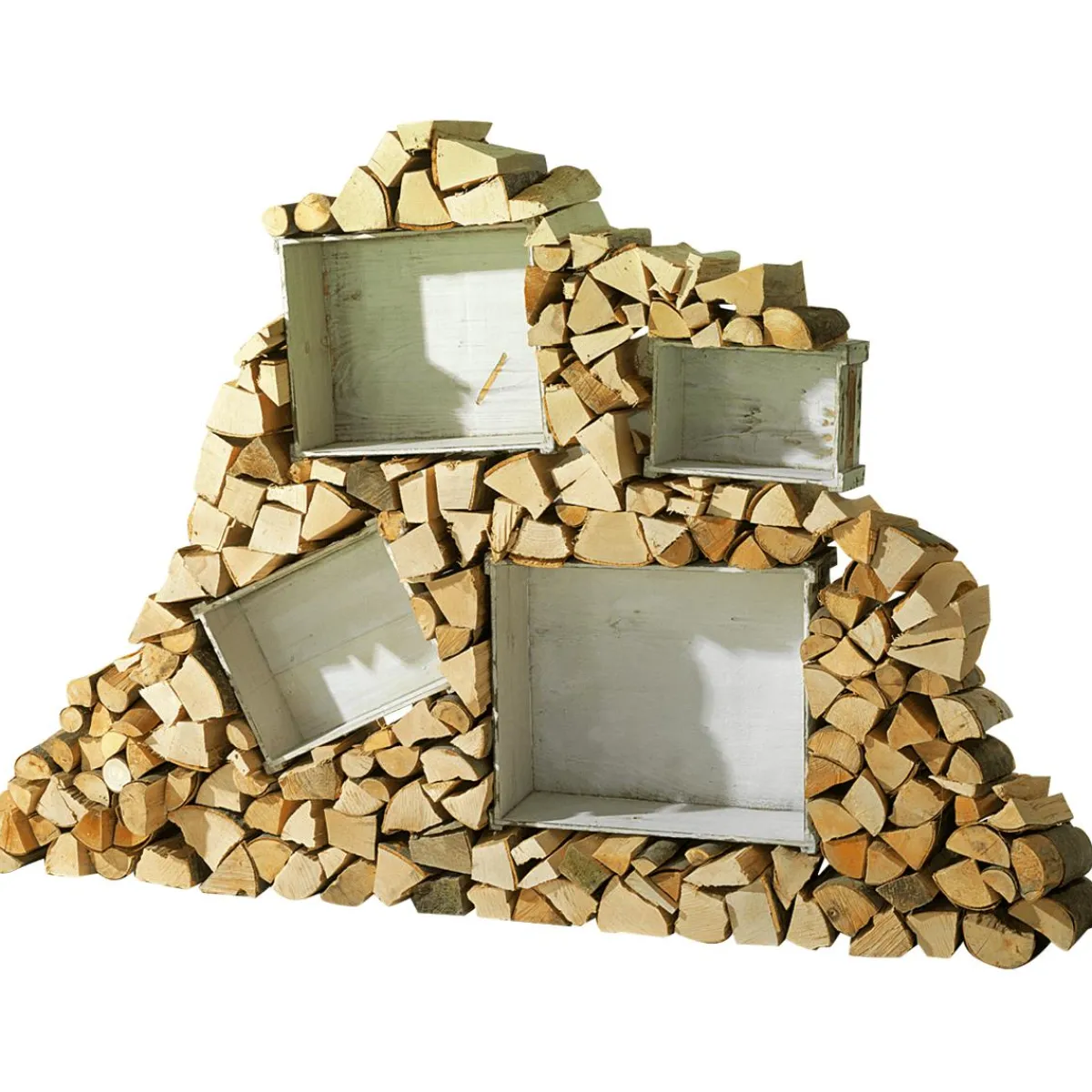 Outlet DecoWoerner Deko Holzscheite Getrocknet Beige