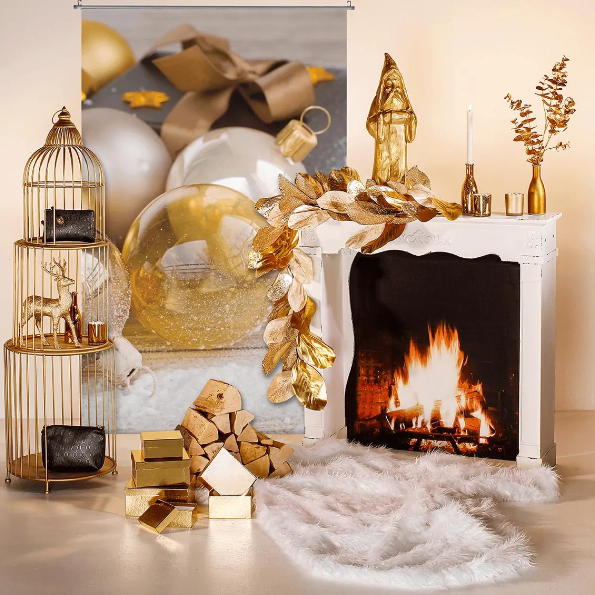 Outlet DecoWoerner Deko Holzscheite Getrocknet Beige