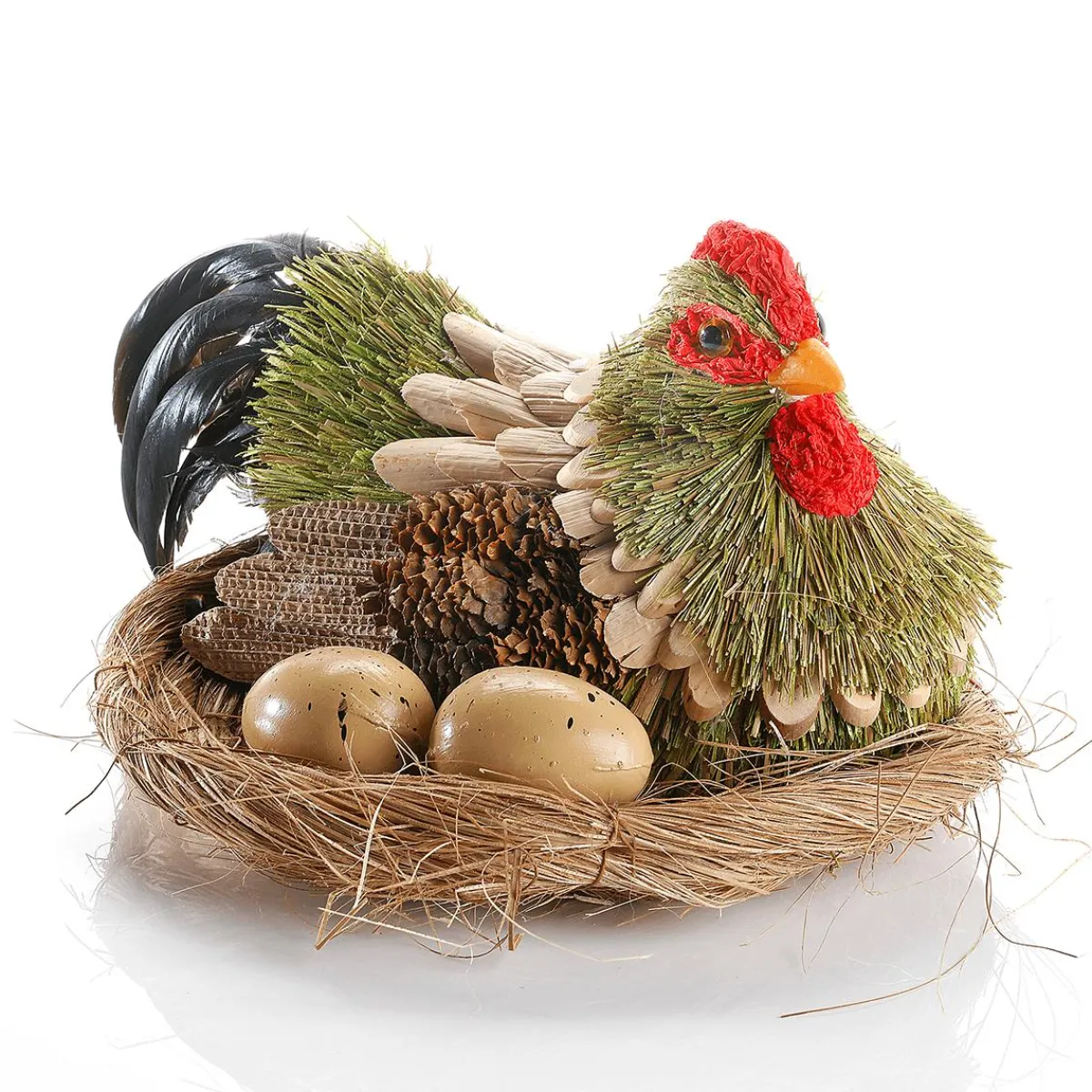 Discount DecoWoerner Deko Huhn Im Nest 23 Cm Ø, 16 Cm Hoch grün