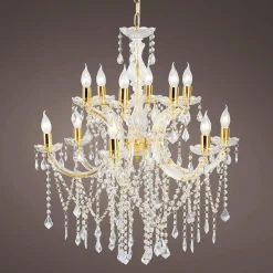 DecoWoerner Deko Kronleuchter Aus Glas 78 Cm gold