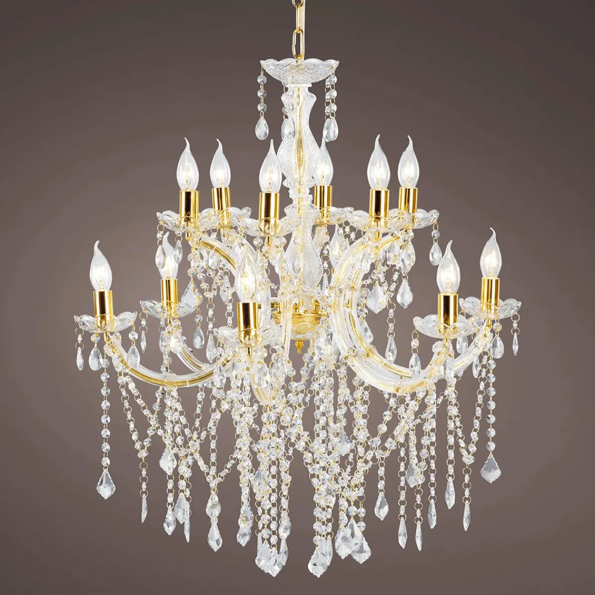 DecoWoerner Deko Kronleuchter Aus Glas 78 Cm gold