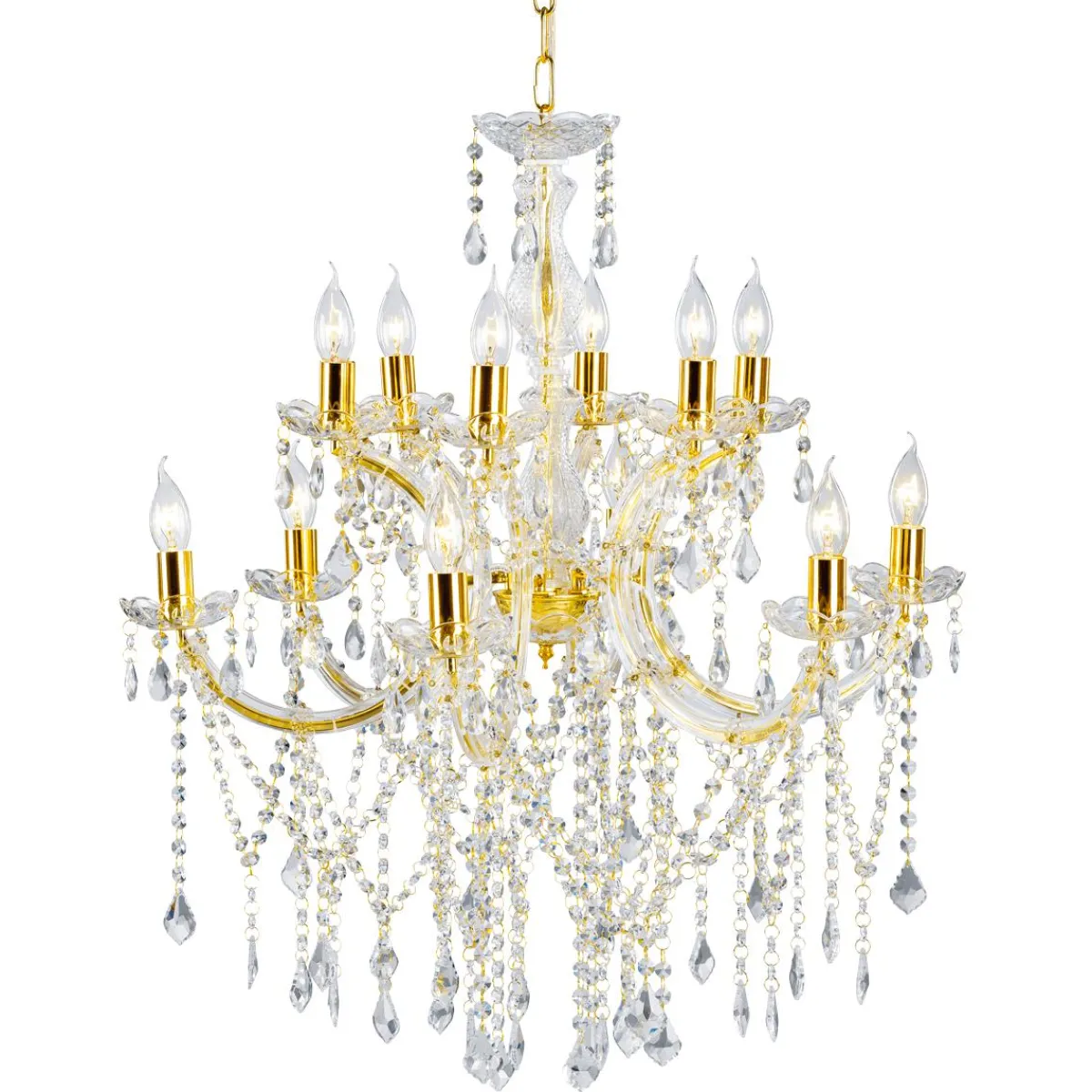 DecoWoerner Deko Kronleuchter Aus Glas 78 Cm gold