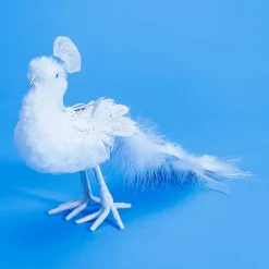 Best DecoWoerner Deko Pfau Mit Glitzer 7 X 40 X 20 Cm weiß