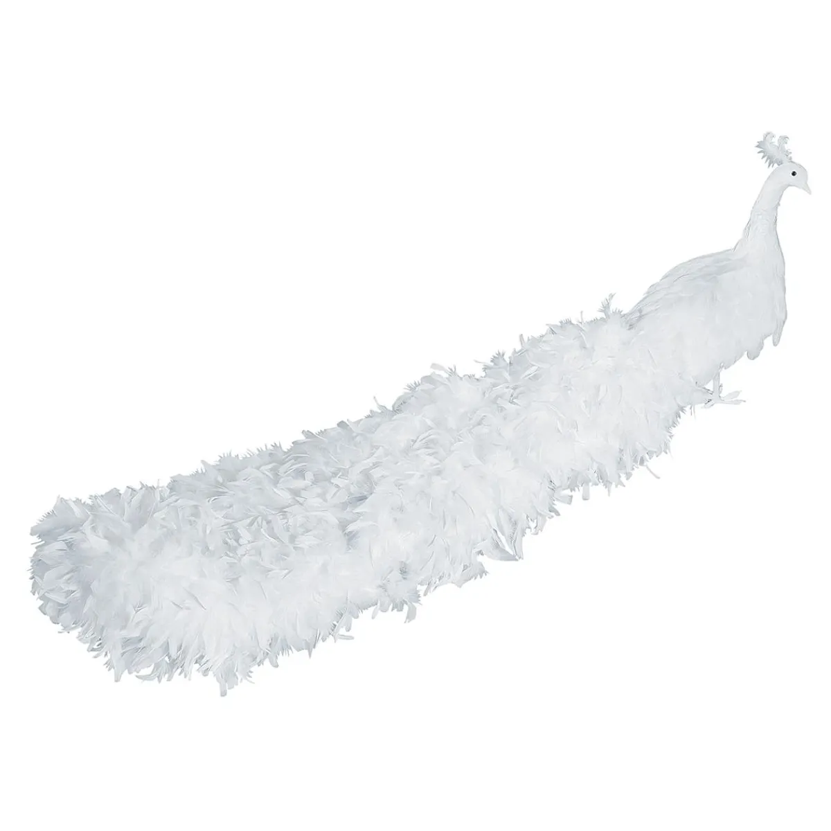 Best DecoWoerner Deko Pfau , 150 Cm Lang weiß
