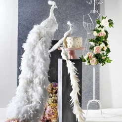 Best DecoWoerner Deko Pfau , 150 Cm Lang weiß